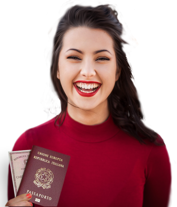 Garota Segurando passaporte italiano